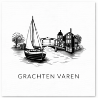 Tegeltje Zwart-Wit "Grachten Varen" - 1