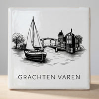 Tegeltje Zwart-Wit "Grachten Varen" - 3