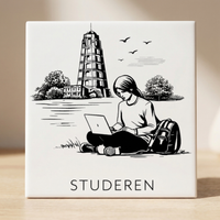 Tegeltje Zwart-Wit "Studeren" - 3
