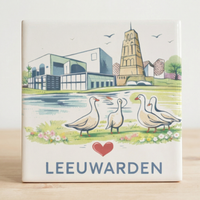 Tegeltje Waterverf "Leeuwarden" Ganzen - 3