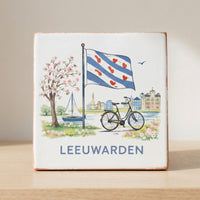 Tegeltje Waterverf "Leeuwarden" Vlag - 3
