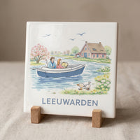 Tegeltje Waterverf "Leeuwarden" Kanaaltocht - 3