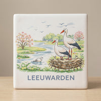 Tegeltje Waterverf "Leeuwarden" Ooievaarsnest - 3