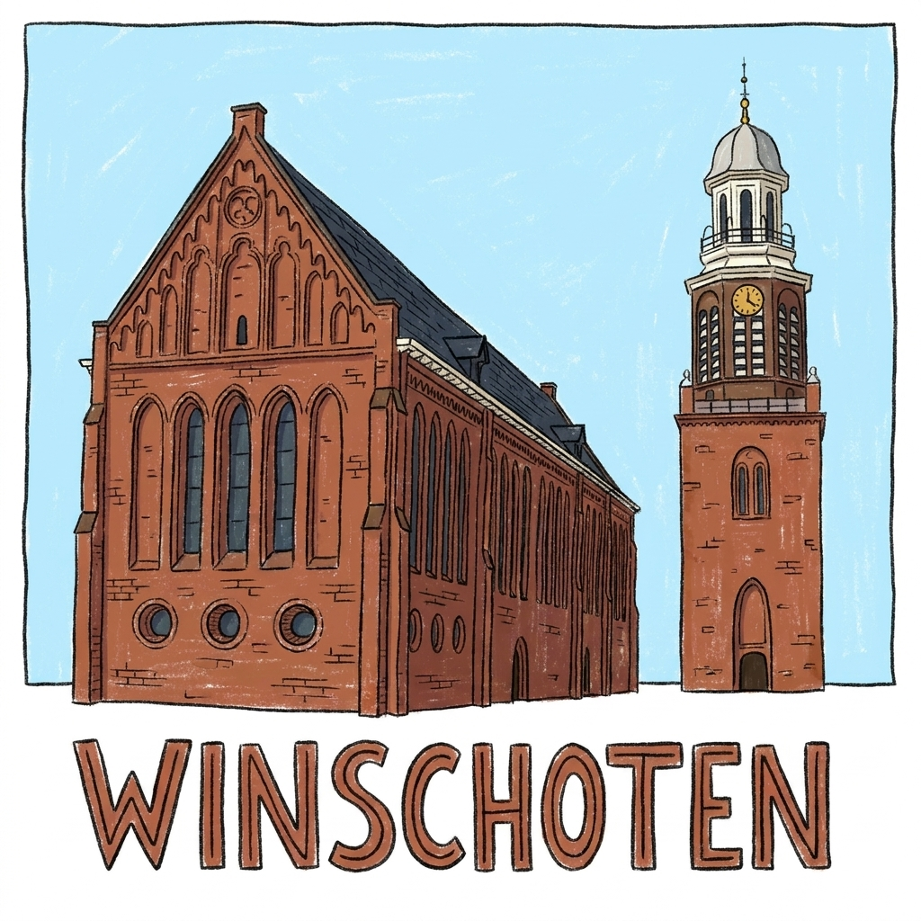 Grote Kerk en D’Oale Witte Winschoten Cartoon