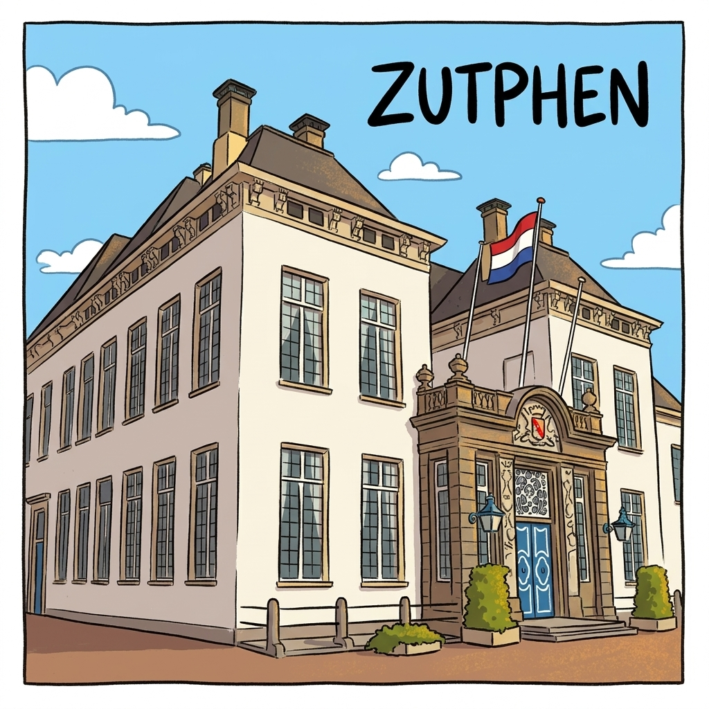 Zutphen - Cartoon Tegeltje - Het Stadhuis