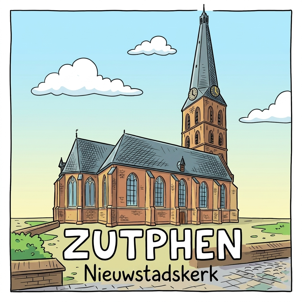 Zutphen - Cartoon Tegeltje - Nieuwstadskerk