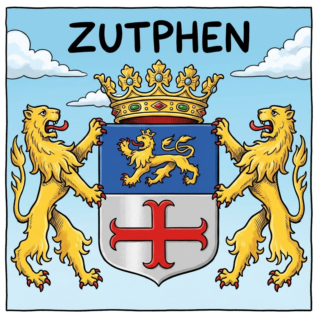 Zutphen - Cartoon Tegeltje - Wapen Zutphen