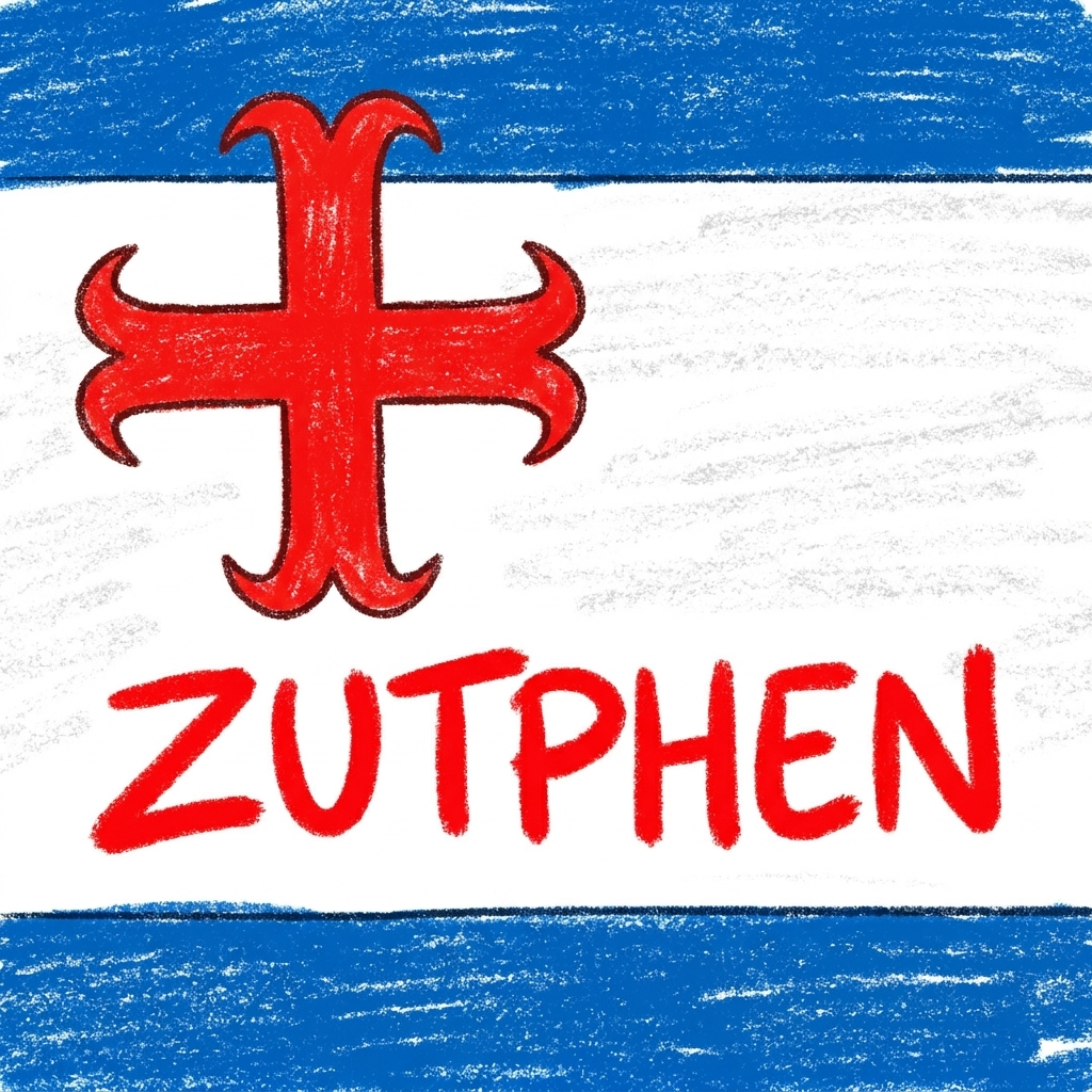 Zutphen - Cartoon Tegeltje - Vlag Zutphen