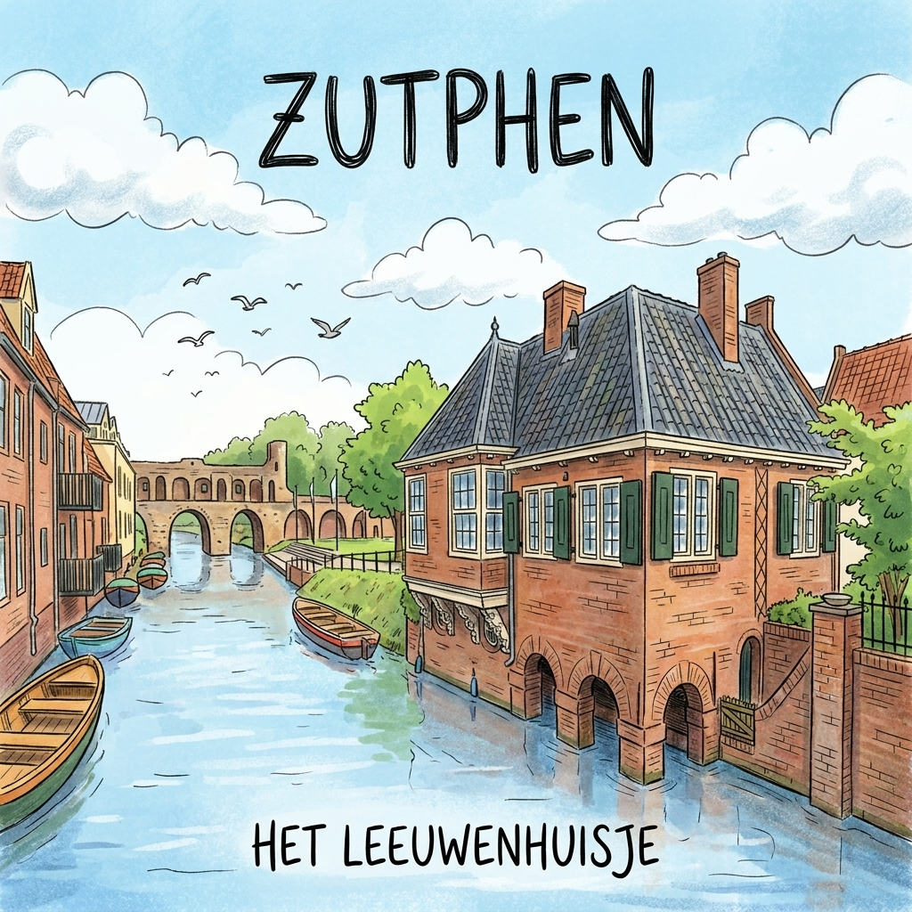 Zutphen - Cartoon Tegeltje - Het Leeuwenhuisje