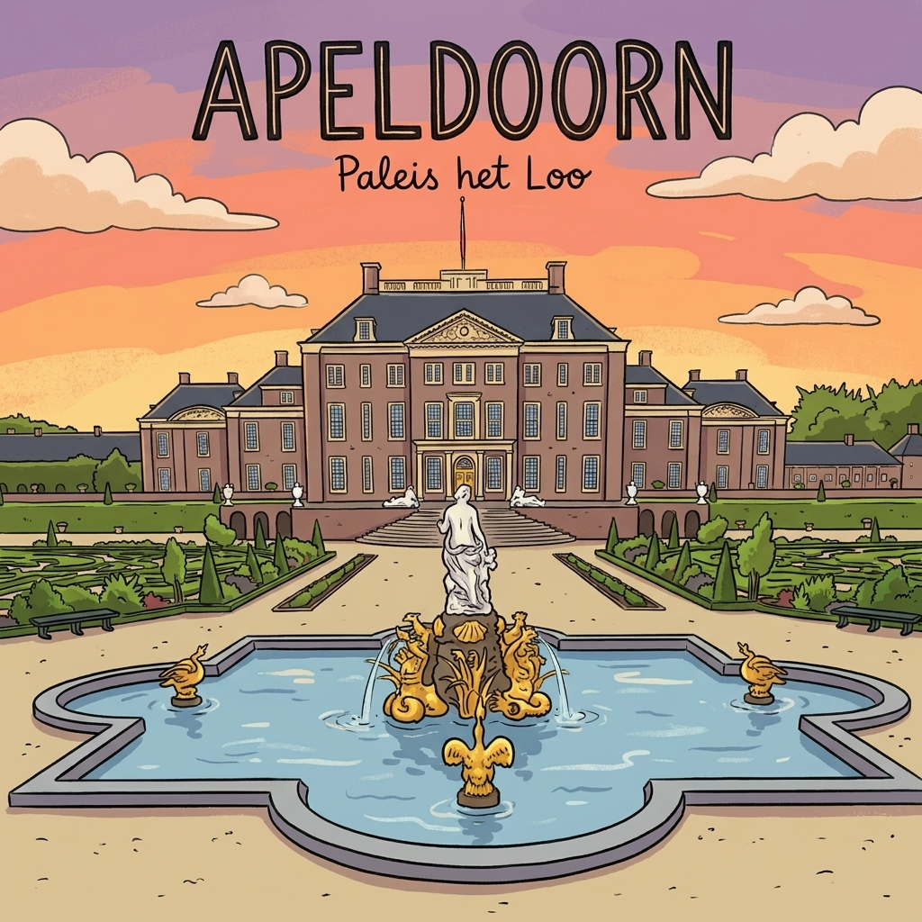 Apeldoorn - Cartoon Tegeltje - Peleis het Loo