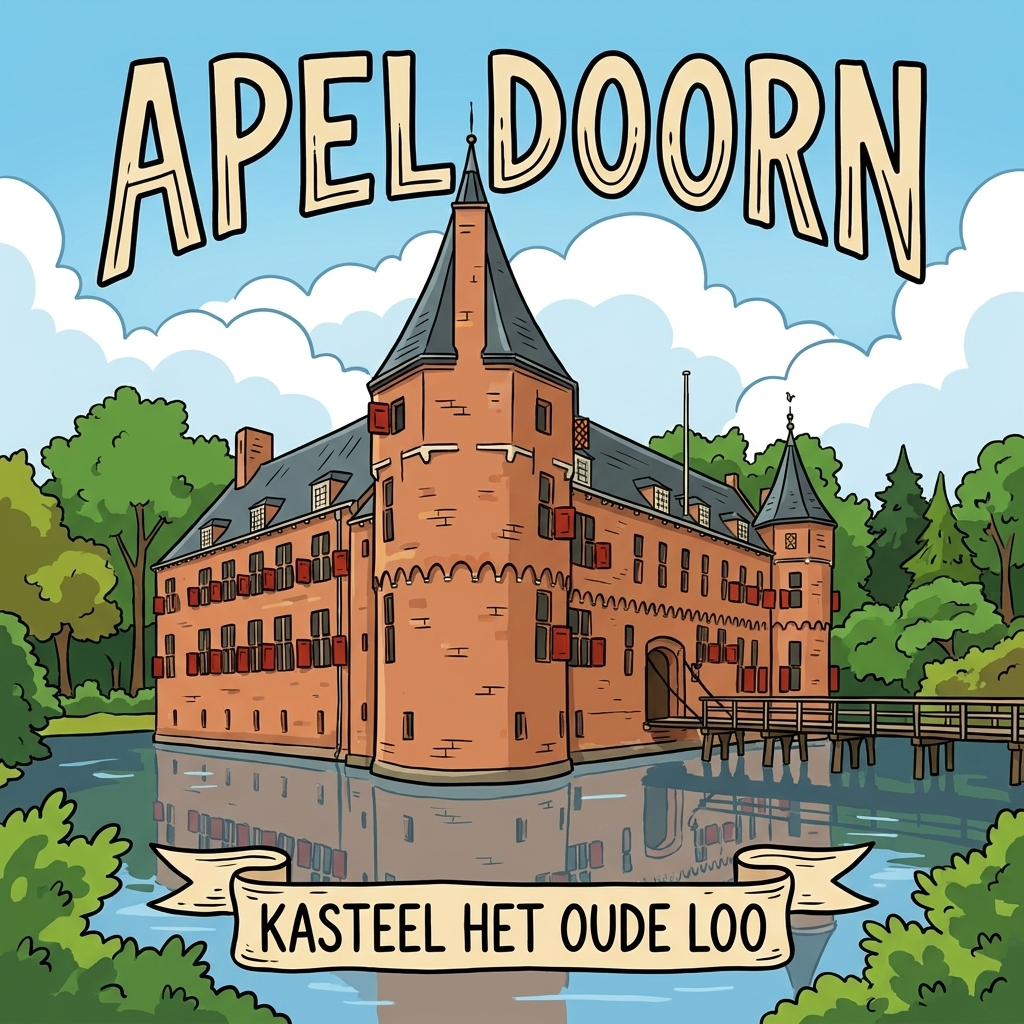 Apeldoorn - Cartoon Tegeltje - Kasteel het Oude Loo