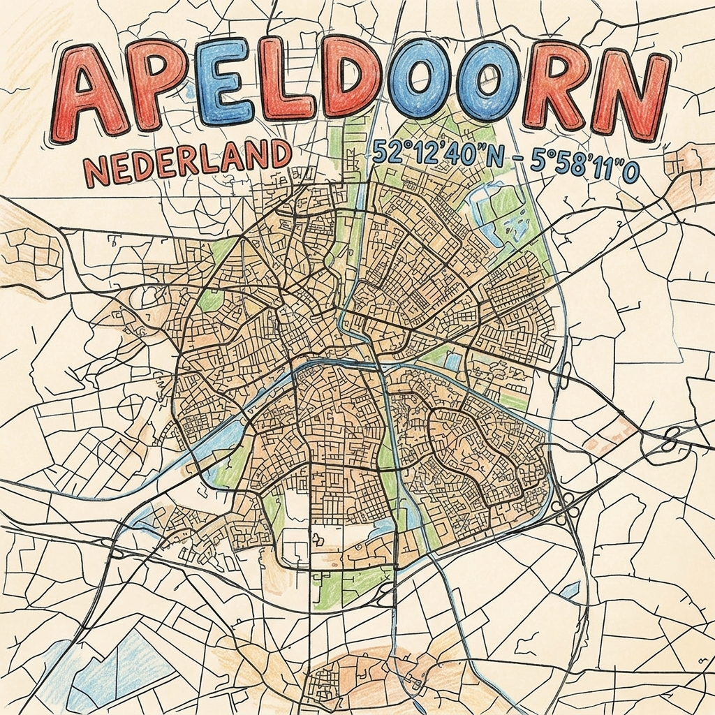 Apeldoorn - Cartoon Tegeltje - Kaart