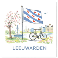 Tegeltje Waterverf "Leeuwarden" Vlag - 1