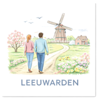 Tegeltje Waterverf "Leeuwarden" Wandeltocht - 1