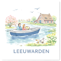 Tegeltje Waterverf "Leeuwarden" Kanaaltocht - 1