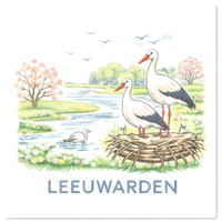 Tegeltje Waterverf "Leeuwarden" Ooievaarsnest - 1