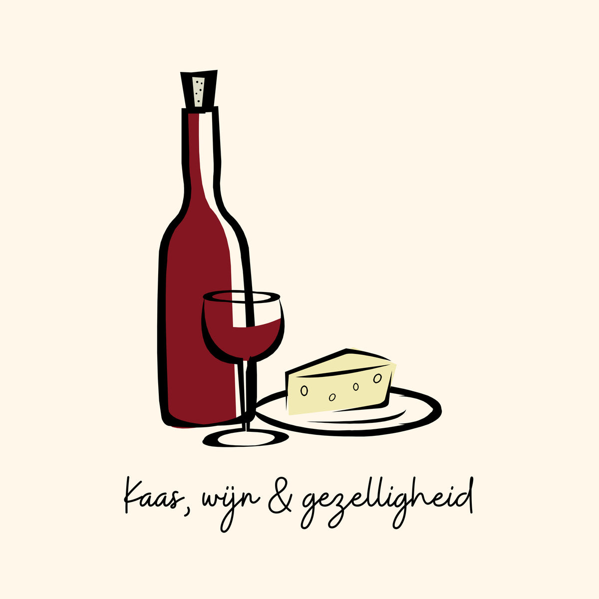 Tegeltje "Kaas, Wijn & Gezelligheid"